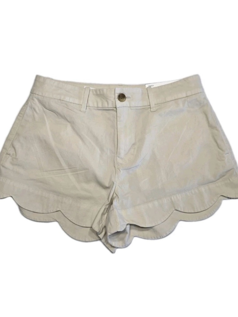 American Eagle Outfitters Cream Scallop Hem High Waist Shorts